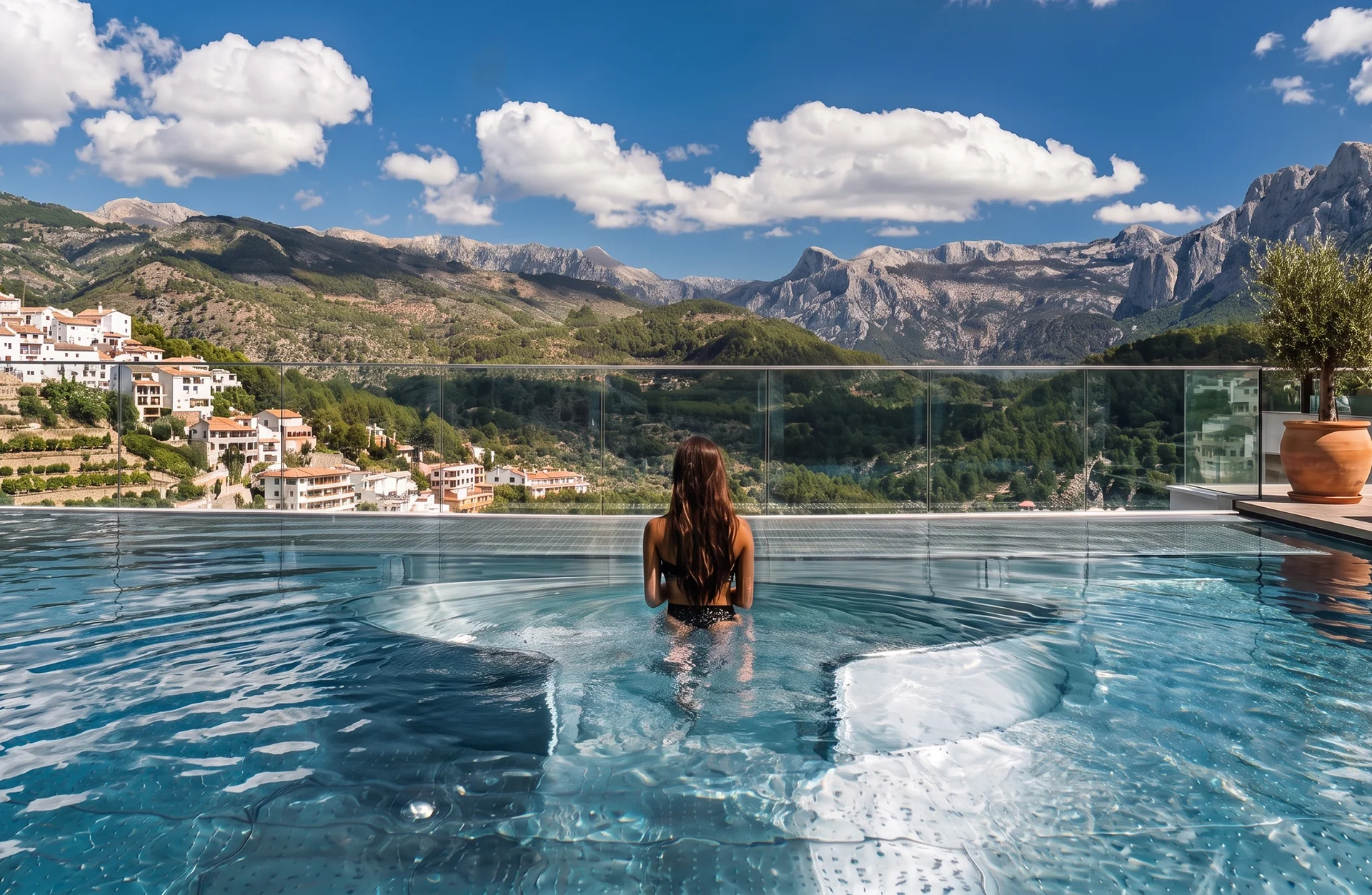 Jumeirah Talise Spa Port de Sóller outdoor hydrotherapy pool overlooking the mountains